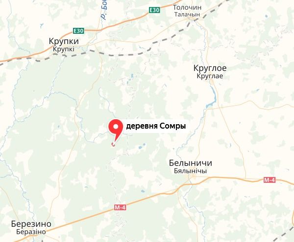 деревня Сомры на карте Беларуси